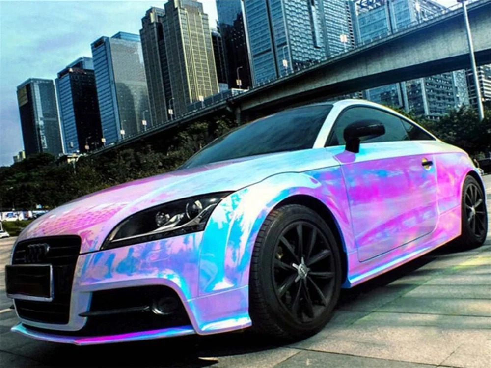 Premium PET Colorful Neon Rainbow Chrome Vinyl Wrap Film for Car Motorcycle Tuning Accessories