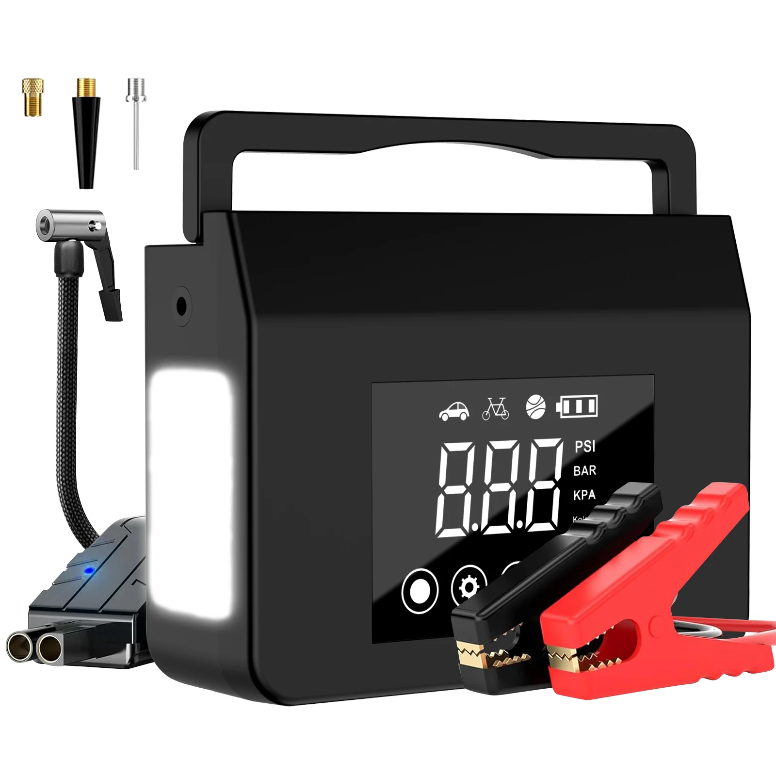 4000 Amp Car Jump Starter With 150PSI Air Pump Digital Display Type-C Quick Charge Auto Emergency Booster