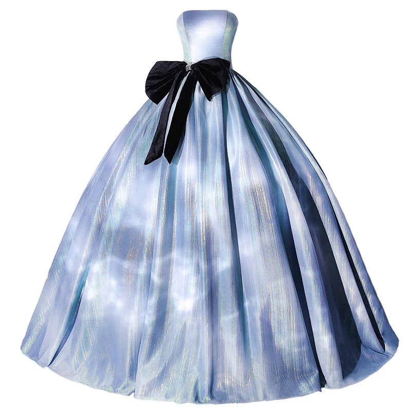 Vestidos De Quinceañera De Color azul cielo, sin tirantes, Princesa, 15 Años, con lazo negro