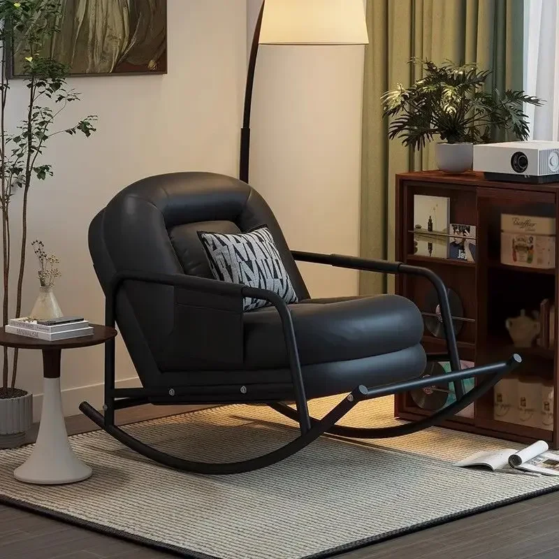 Home Lazy Sofa Rocking Chair, Balcony Living Room Single Leisure Recliner, Wear-resistant Cat Scratching Leather A783