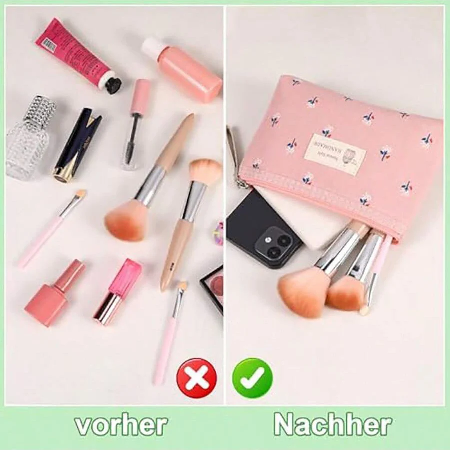 حقيبة مستحضرات تجميل صغيرة، حقيبة مستحضرات تجميل للسفر من القماش، حقيبة مستحضرات تجميل من القماش، محفظة للعملات المعدنية، حقيبة مستحضرات تجميل متعددة الوظائف، حقيبة أدوات الزينة المحمولة للنساء، 17 × 11.5 × 4 سم، متعددة الألوان