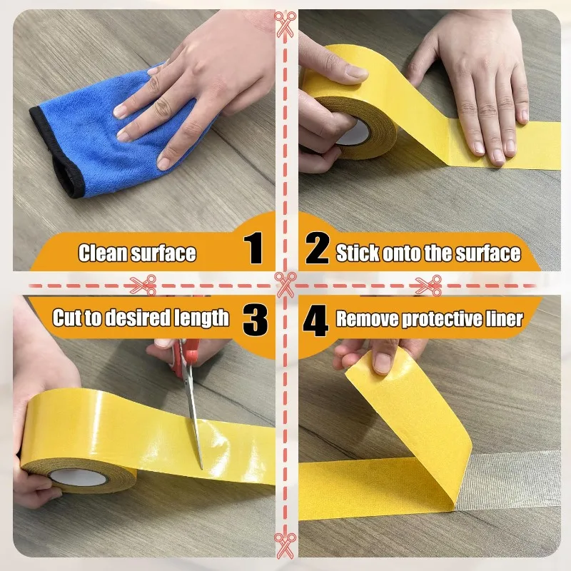 

2pcs Double Sided Fabric Tape Heavy Duty High Strength Adhesive for Carpet Rugs Crafts Removable No Residue Works on Wood Tile