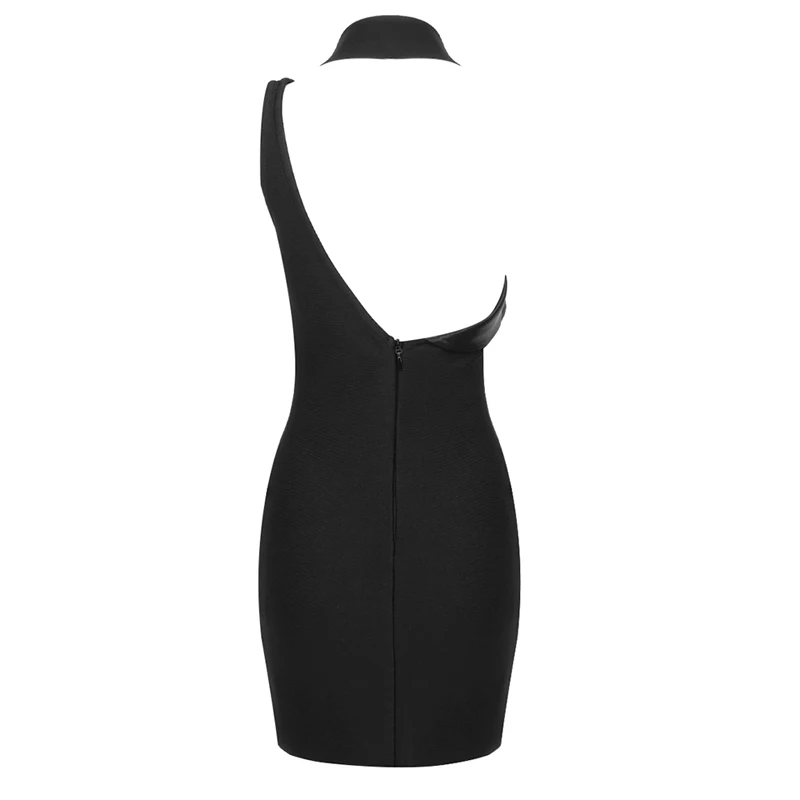 MSMUSI 2024 Nieuwe Mode Vrouwen Sexy Halter Strap Hollow Out Mouwloze Backless Slim Bandage Party Club Bodycon Event Mini Jurk