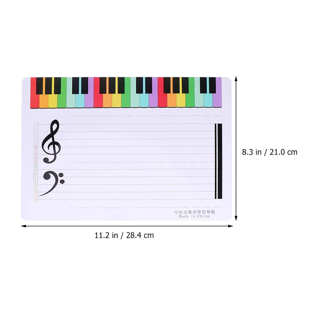 Planche d'exercice pour enfants, carte du personnel, lattes blanches, note d'outil, portée itude, tableau blanc, cartes de piano fuchsia, plastique