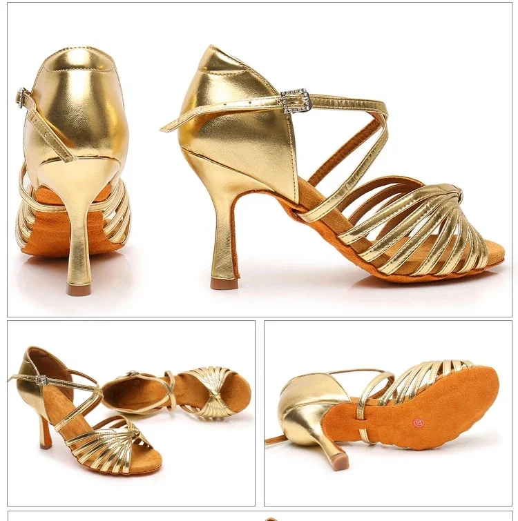 Professionelle Lateinamerikanische Ballschuhe für Damen, 7,5 cm hohe Absätze, weiche Wildledersohlen, Standard-Tanzschuhe für Übungen und Auftritte. – Detail 1