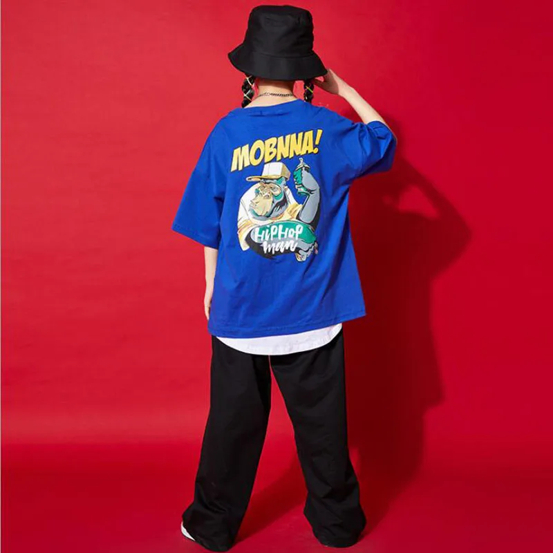 Kinder coole Hip-Hop-Kleidung übergroße T-Shirt Tops Streetwear Running Jogger Hosen für Mädchen Jungen Bühnenshow Tanz Kostüm Kleidung