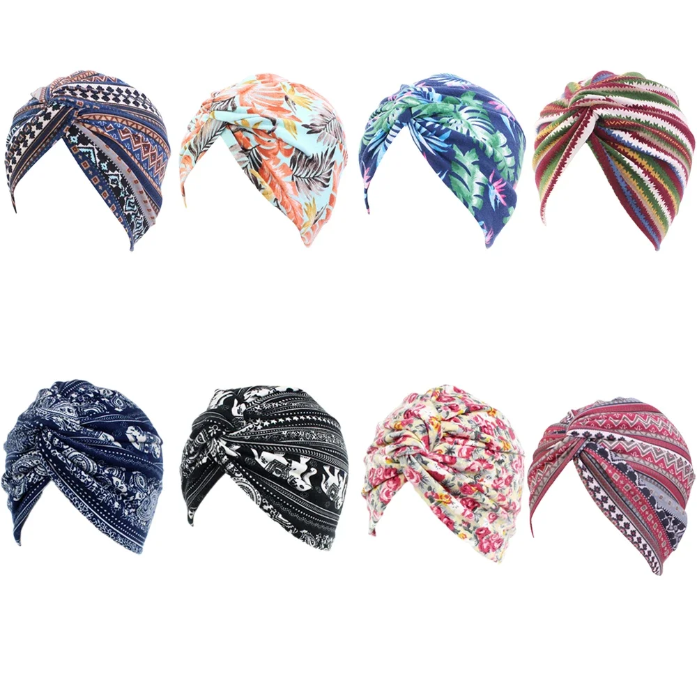 Muslim Women Twist Knot Chemo Cap Cancer Hat Turban Hat Bonnet Head Scarf Wrap Indian Hat Beanies Skullies 2024 Arab Islamic Cap