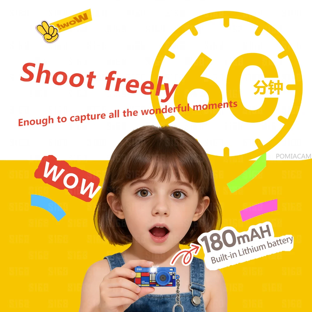 Keychain Camera S168 Mini Life Camera 48MP 2K Pocket Camera Retro Filter 1.47'' IPS Screen Ultra Thin Cameras Small Cameras