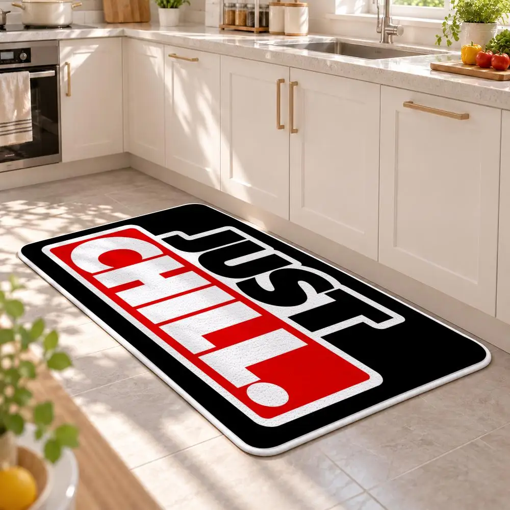 Chill Statement Artwork Floor Mat Premium Flannel Bath Mat Anti-slip Cloud Feel Rug Durable Machine Washable Floor Carpet