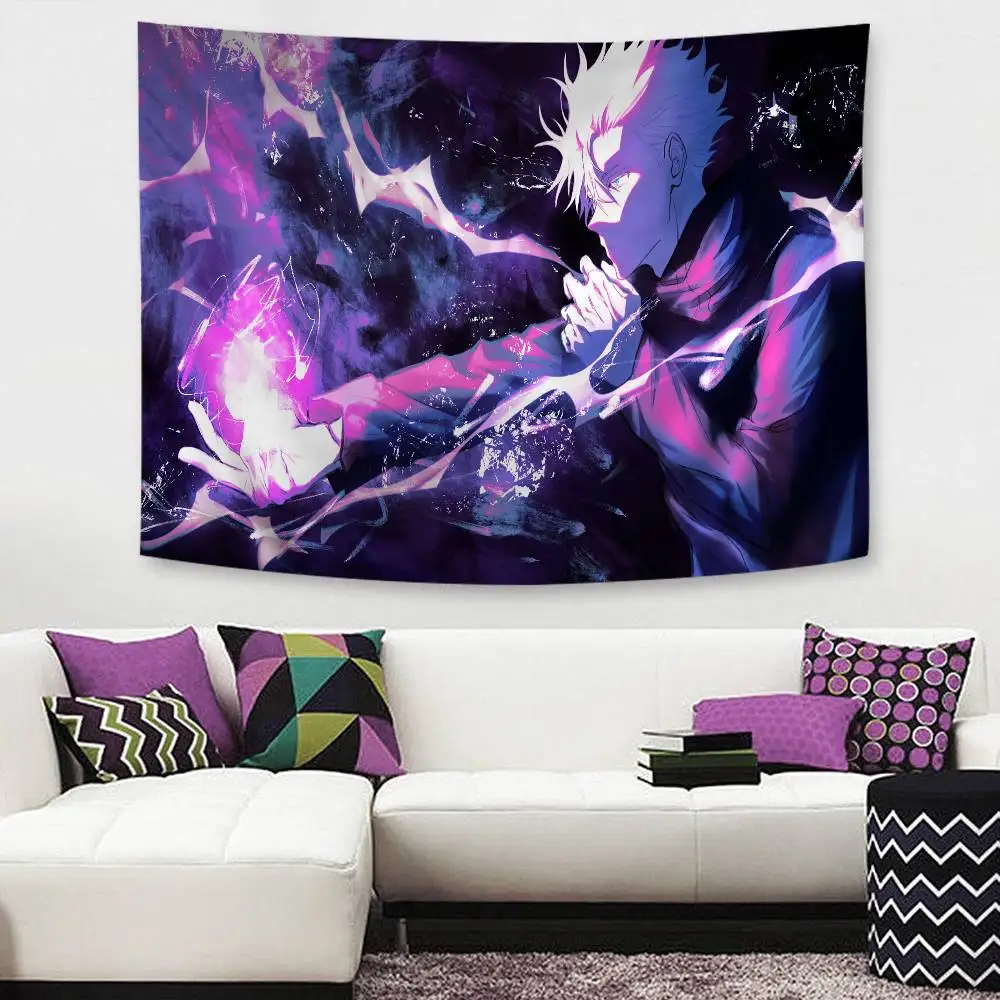 J-Jujutsu K-Kaisen G-Gojo Anime Hanging Bohemian Tapestry Hanging Tarot Hippie Wall Rugs Dorm Wall Hanging Home Decor