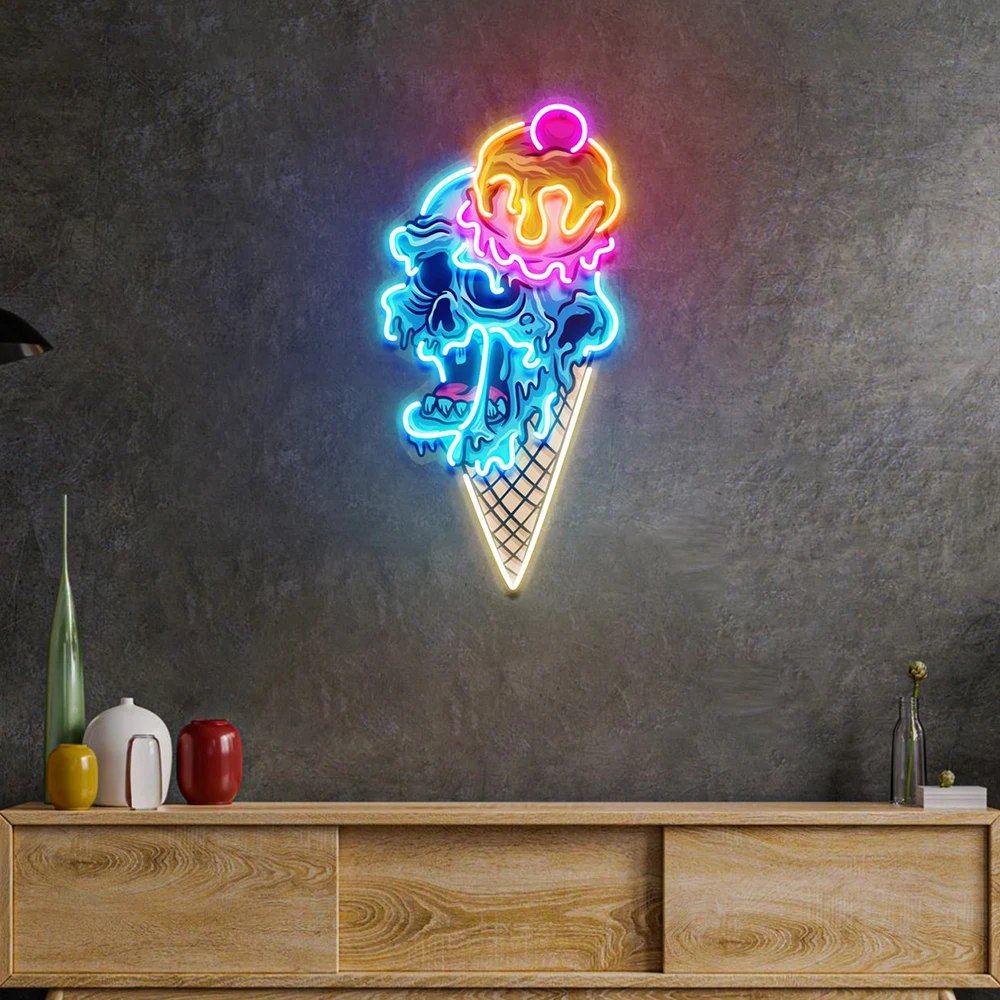 Ice Cream Zombie Neon Light Sign Personalized Custom Business Neon Signs for Ice Cream Shop Storefront Wall Decor Neon Lights