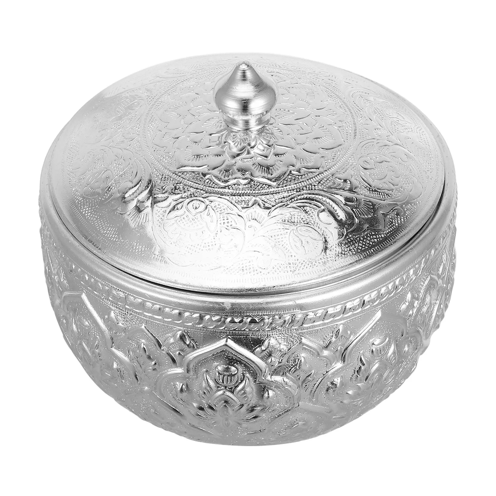 

1Pcs Hand-Carved Exquisite Tin Decorative Bowl with Lid Elegant Enamel Storage Jar for Keys Jewelry Candies Fruits Desktop Home