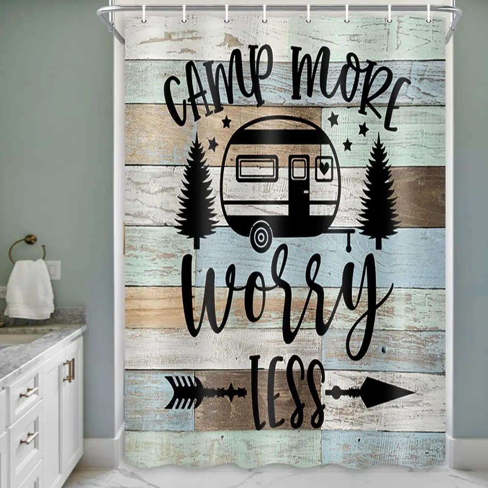 Camping Shower Curtain for Camper Trailer Camping Bathroom, Compass and Arrows N - S - E - W,Shorter and Narrow Shower Curtains