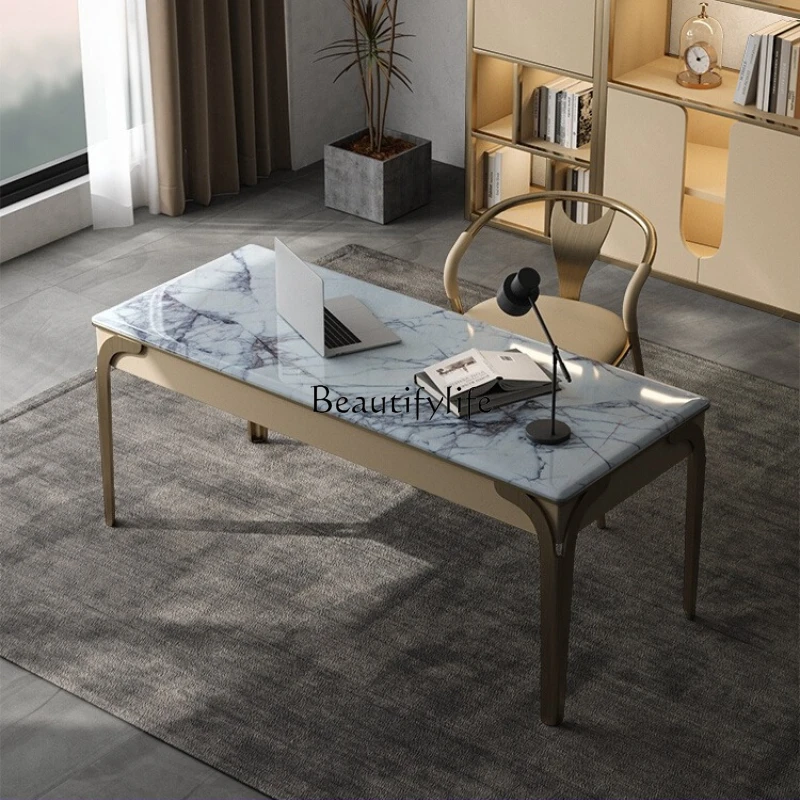 

Italian solid wood home modern simple light luxury stone marble desk home