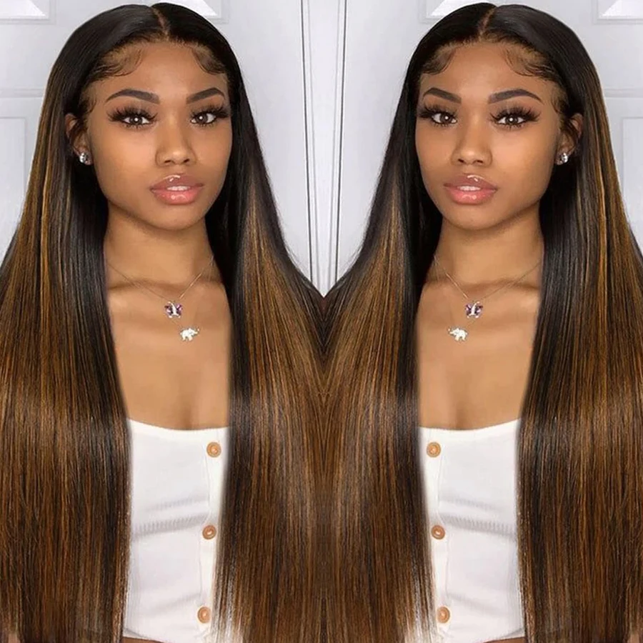 Highlight Bone Straight 2/30 6x6 HD Transparent human hair wigs For Women Swiss Lace Vietnamese Lace front wigs Virgin hair