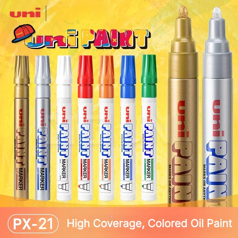 Japan UNI Paint Marker PX-21 Color Oil-based Permanent 0.8-1.2mm Tire Touch Up Painting Waterproof Graffiti Art Supplies