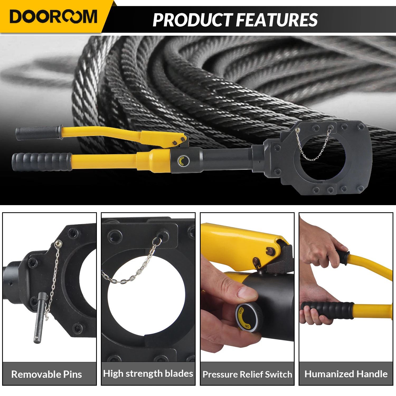 DOOROOM Wire Cutters for Cu/Alu Cable Cutters Manual Cable Scissors Hydraulic Tools Portable Cable Crimping Tool Professional