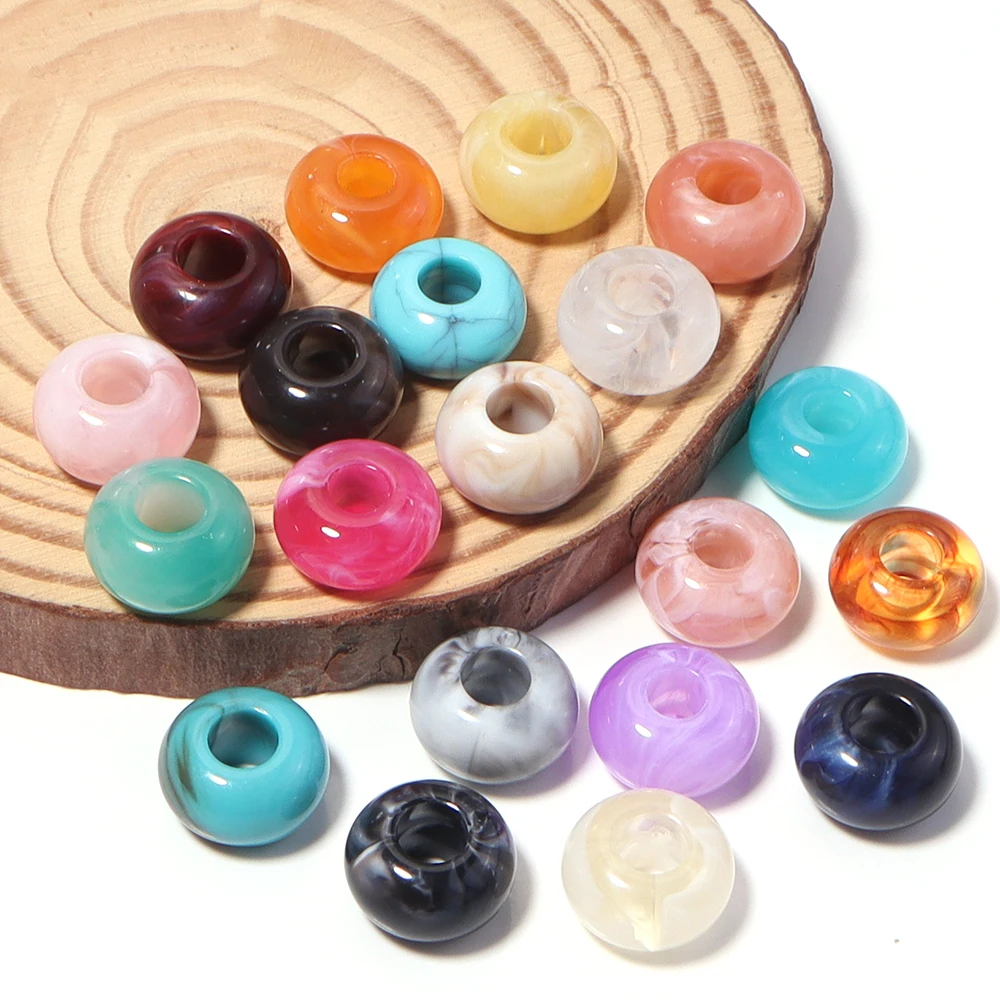 50 Stück Acrylperlen aus imitiertem Jadestein, flach, rund, mit großem Loch, Abstandshalterperlen für die Schmuckherstellung, DIY-Bastelarbeiten, Schlüsselanhänger-Zubehör – Detail 4