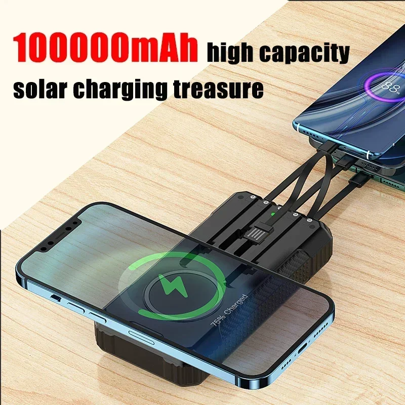 100% original power bank Wireless Charger Solar charging Fast Charger  Portable Polymer lithium ion Battery For Phone Laptop