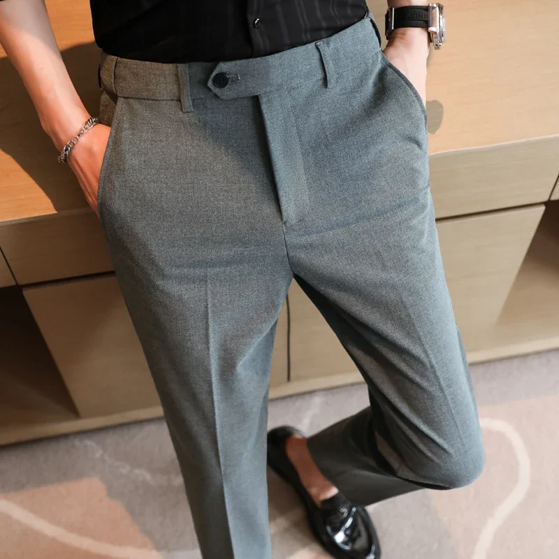 Plus size 44 42 40 Men Business Social Suit Pant 2024 Spring Formal Slim Wedding Trouser Mens Brand Fashion Casual Dress Pants