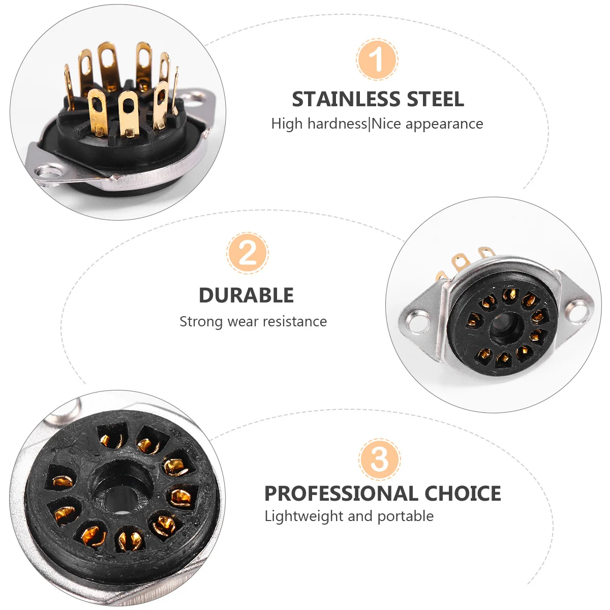 

2Pcs Guitar Tube Socket 9-Pin Base Gold Plated Chassis Mount Amplifier Socket Holder for Guitar Sound Audio Accessory