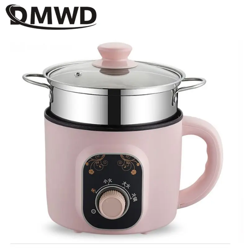 DMWD 1.5L Mini elektryczny Multicooker urządzenie do robienia śniadania makaron kuchenka do gotowania makaronu gorący kociołek owsianka zupa garnek