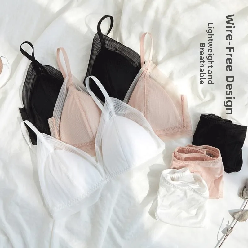 

Sexy Lace Bra And Panty Set Women Comfortable Steel Ring Underwear Two Piece Set Breathable French Style Nylon Strap Design