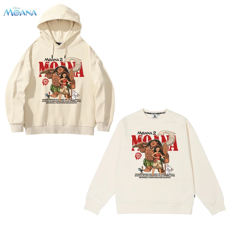 New Moana Maui animation peripheral creative cartoon simple fashion versatile American retro round neck hooded terry sweatshirt