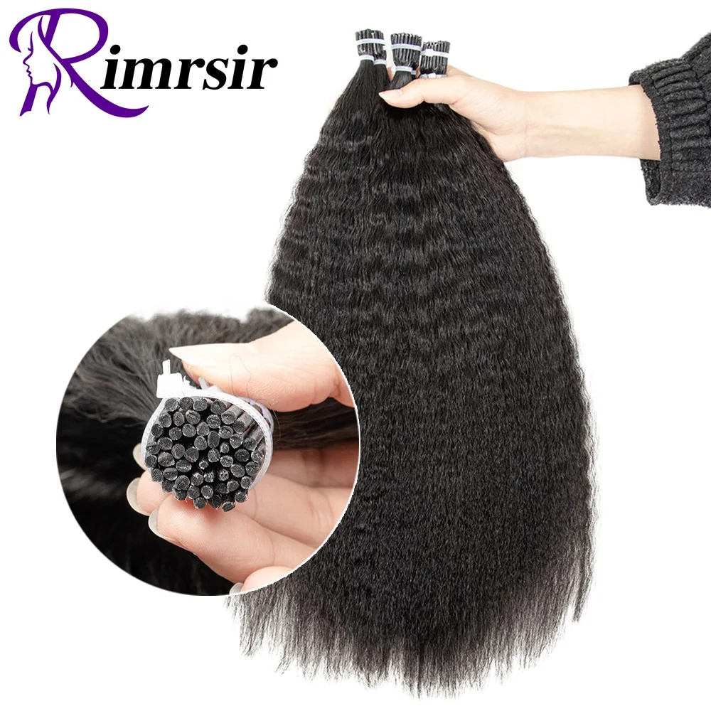 Afro Kinky Straight I Tip Microlinks Human Hair Extensions For Black Women Natural Curly Micro Bead Real Remy Hair Extensions