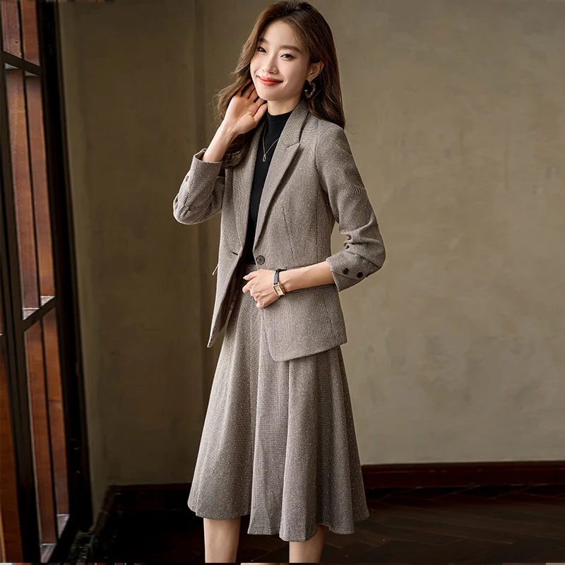 China Humen Wholesale CityProfessional suit set skirt for women autumn 2024 new style temperament, high-end feeling, slim fit an