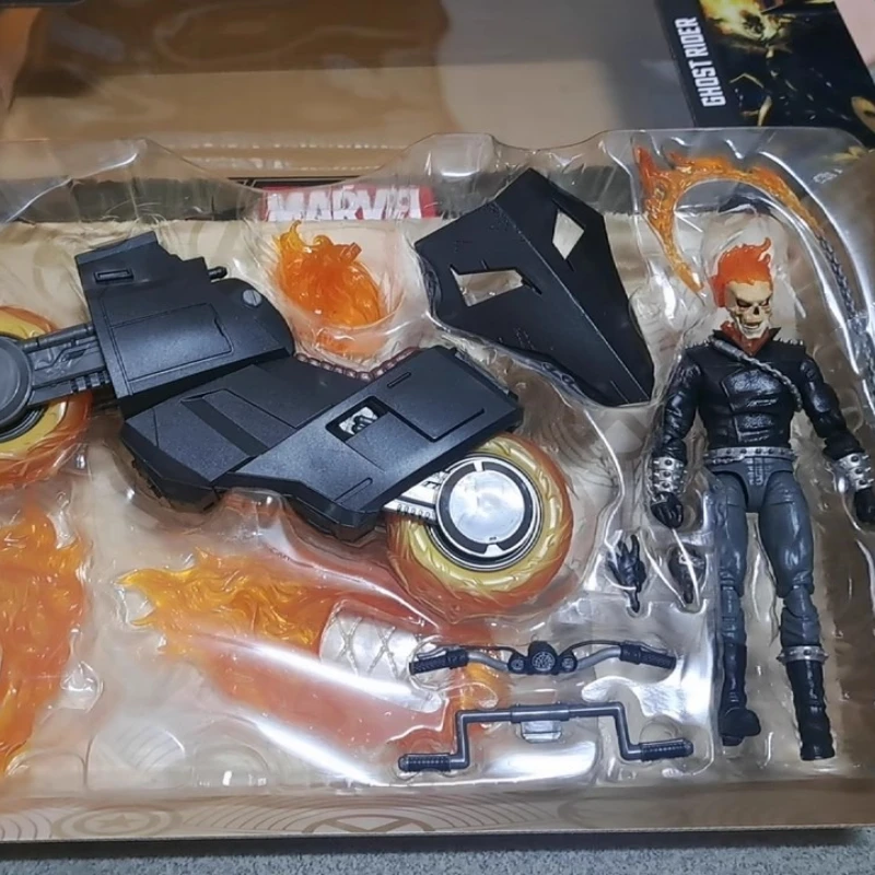 Anime Ghost Rider & Hell Cycle Articulated Action Figure Set Marvel Desktop model Ornaments Collector Birthday Gift Toy