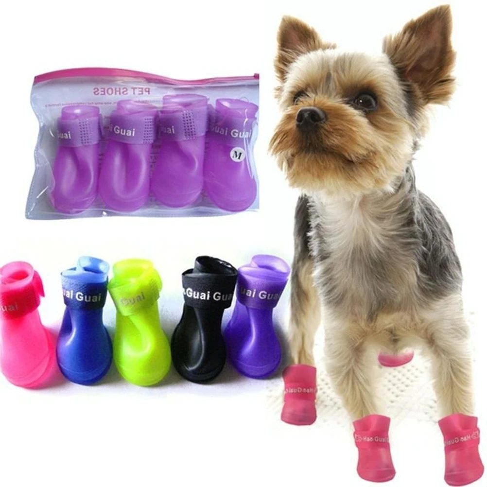 

Little Pet Dog Puppy Anti-slip Rain Snow Boots Candy Colors Rubber Waterproof Boots Shoes - Size S (Blue)