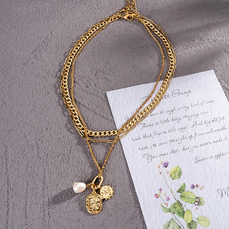 

Stainless Steel Heart Pearl Necklace Allergy free Waterproof Pendant Luxury Choker Jewelry Wholesale Trendy Party Jewelry