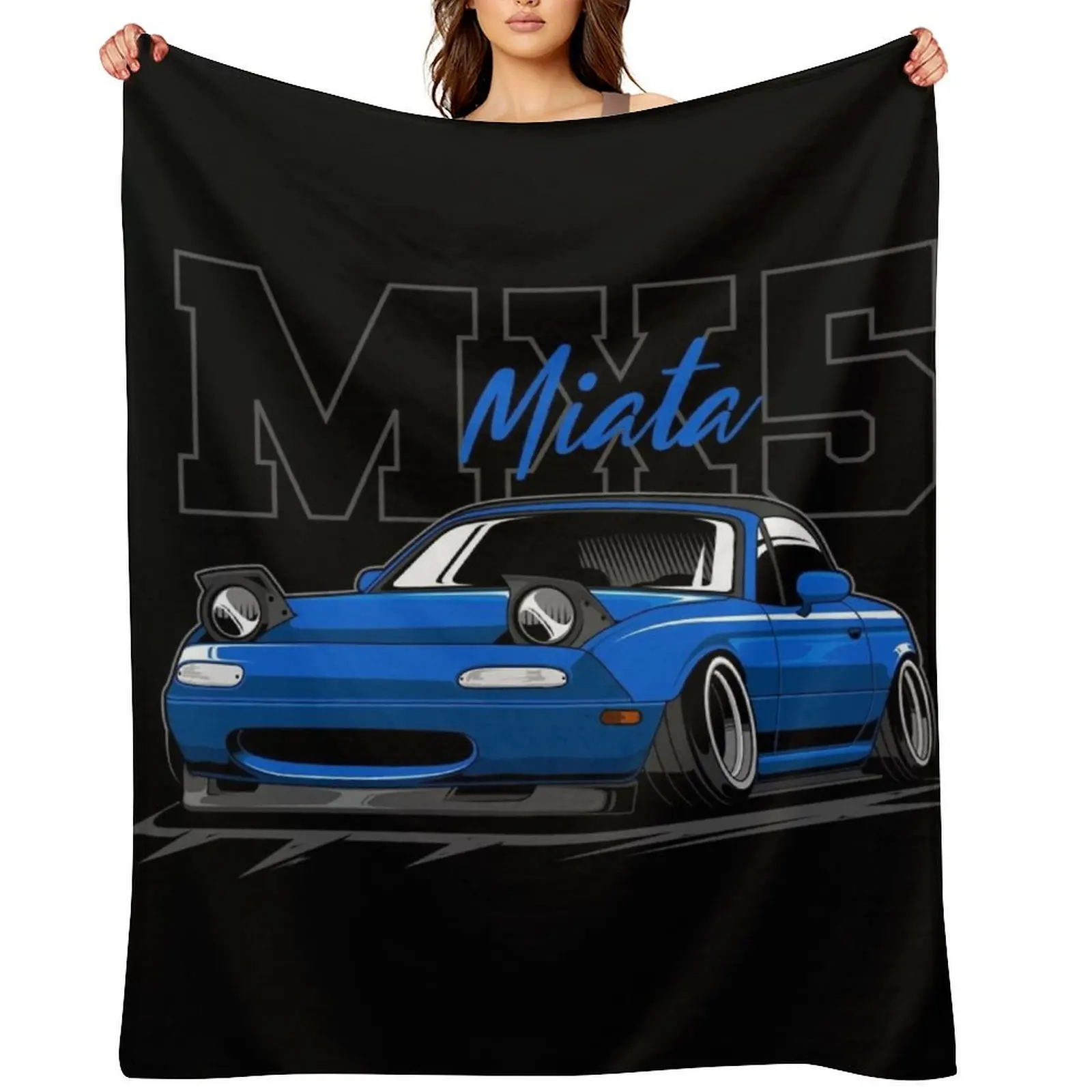 

blue miata jdm car Throw Blanket Flannel Fabric Decorative Beds Bed covers Thermals For Travel Blankets