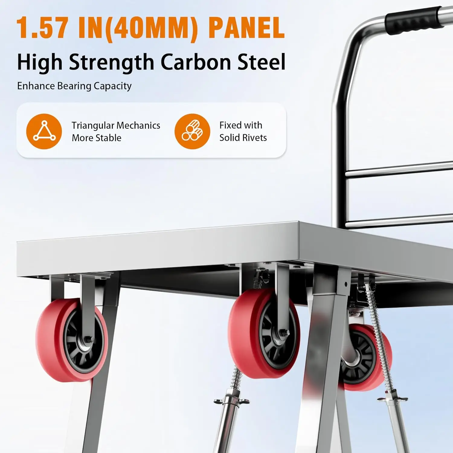 

2IN1 43"×24" Foldable Platform Truck, Portable Ladder Platform, Height Adjustable Work Scaffolding, 2200lbs Capacity Heavy Duty