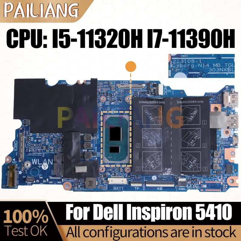 For Dell Inspiron 14 5410 5418 Notebook Mainboard 213108-1 CN-0M21YK 0G4KXN I5-11320H I7-11390H Laptop Motherboard Full Tested