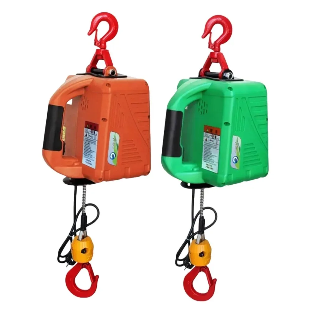 Portable Electric Hoist 1500W Wireless Remote Control Winch Crane Machine Hook Pulley System 500kg Capacity with Remote Control