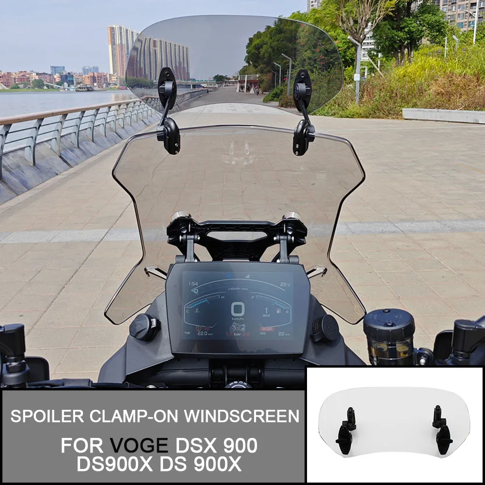 For VOGE DS900X DS900 900DS 900 DS DSX DSX900 Motorcycle Windshield Extension Adjustable Spoiler Clamp-On Windscreen Deflector