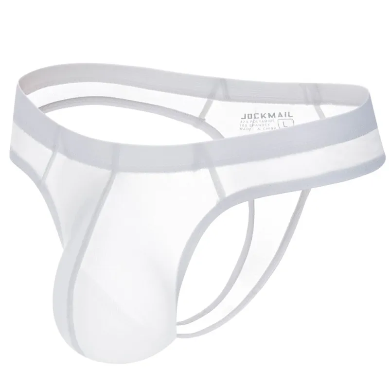 Sexy Gay Men Underwear Panochas Jockstrap Cueca Gay Tangas Sissy Mens Bikini Brief Ice Silk Transparent As Underwear or Swimwear