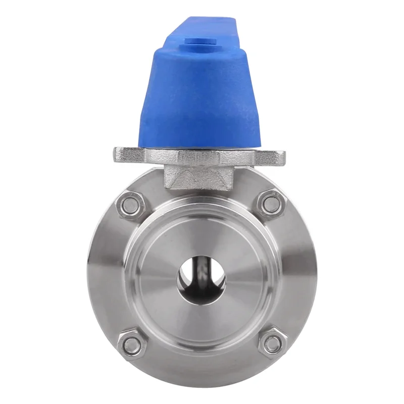 Butterfly Valve with Blue Trigger Handle Stainless Steel 304 Tri-Clamp (3/4 Inch Tube OD)