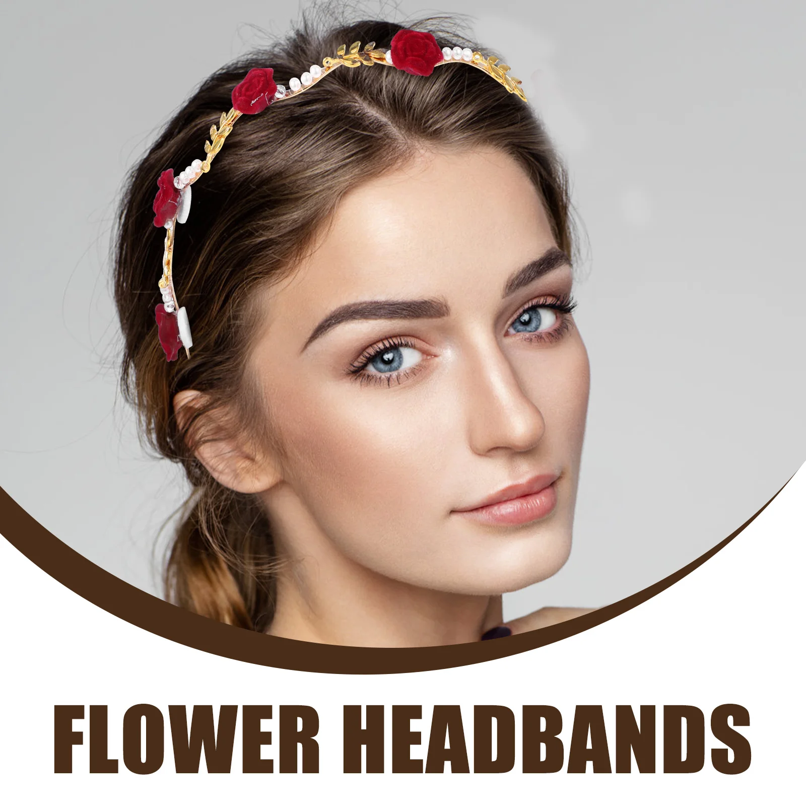 

2Pcs Rose Headbands for Women Classic White Burgundy Colors Flower Hair Accessories for Women Hairbands Rose Redheadband