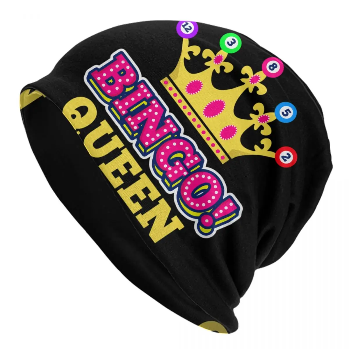 Bingo Queen Bingo Player Paper Game Skullies Beanies Caps Men Women Unisex Hip Hop Winter Warm Knitted Hat Adult Bonnet Hats