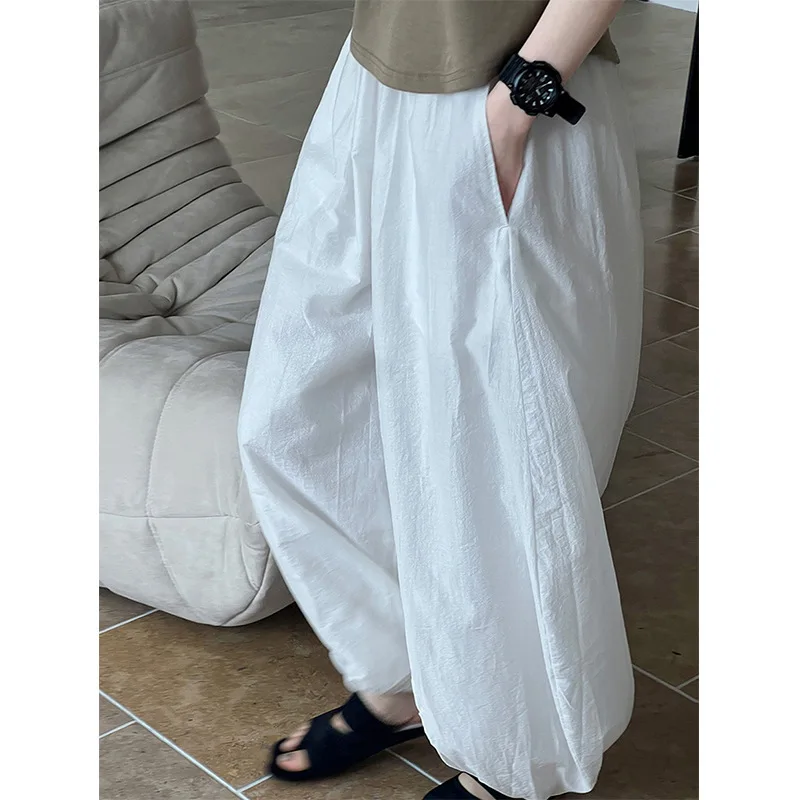 

Oversized 2025 New Summer Elegant Fashion Women Lantern Pants Casual Loose Breathable Cotton Wide Leg Pants Women Clothing