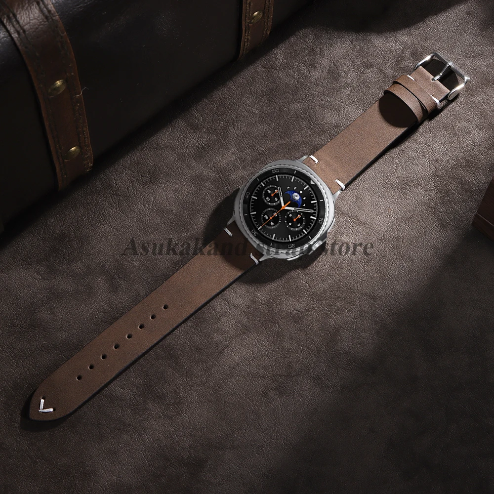 لساعة جالاكسي 8 الكلاسيكية 46 مللي متر رجال الأعمال سوار لساعة سامسونج جالاكسي 8 40 مللي متر 44 مللي متر حزام الساعات الجلدية البني حزام الساعات #6