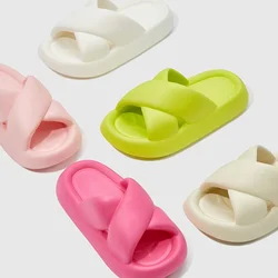 Summer Women Slippers Indoor Shoes Soft EVA Thick Fashion Sandals Girls Cross Slipper  Bathroom Non-slip Sandals Beach Slippers