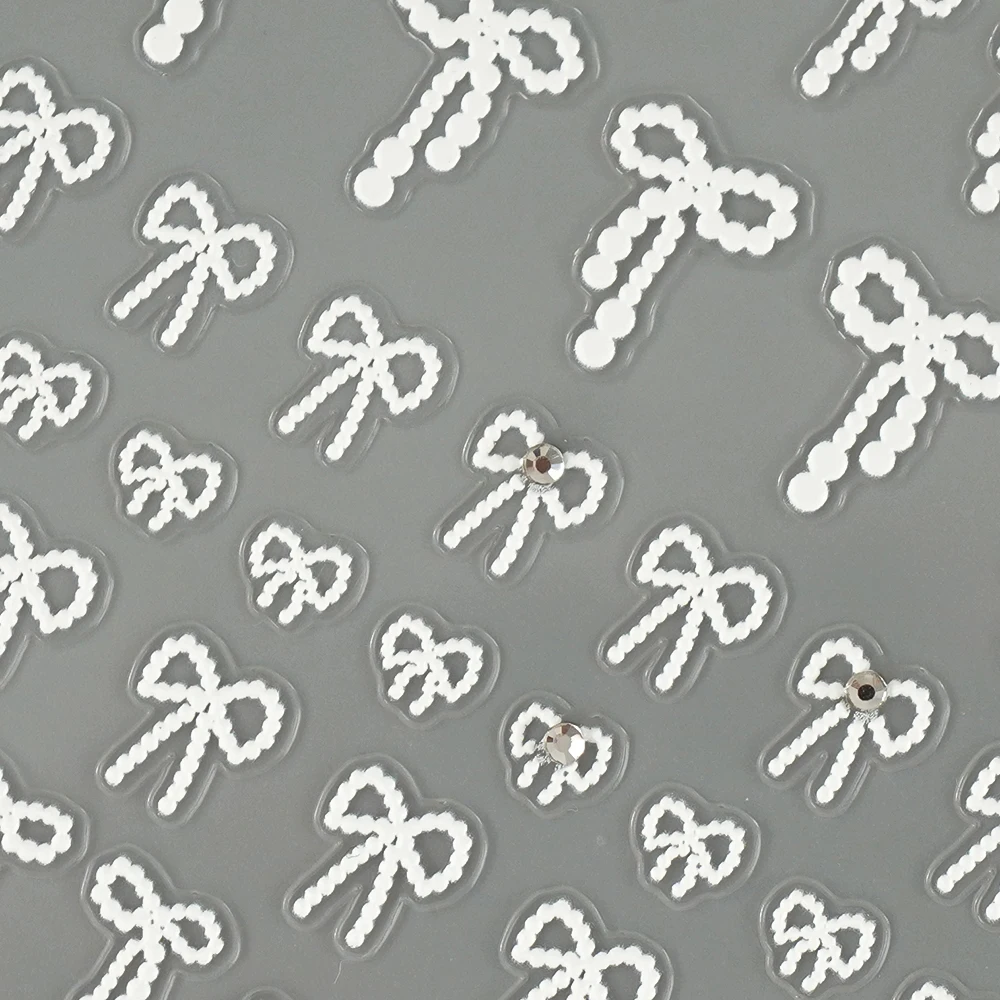 Japonais Kawaii coloré ligne blanche nœud papillon 5D auto-adhésif Nail Art décorations autocollants ruban mignon décalcomanies ongles autocollants