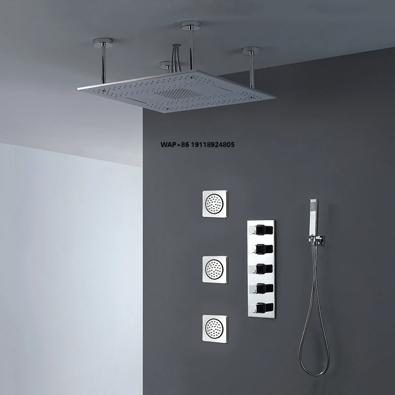 

Горячая распродажа: Встраиваемые в стену термостатические смесители для ванной комнаты, потолочная душевая система с эффектом тропического дождя, латунный ручной душ, душевая лейка.