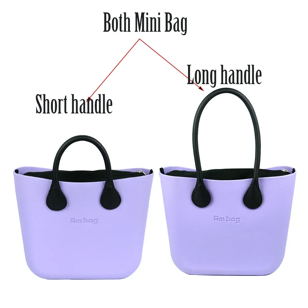 AMbag Obag O bag Style Waterproof Mini EVA with Zip-up Canvas Inner Colorful Long short Leather Handles Women DIY Totes Handbag