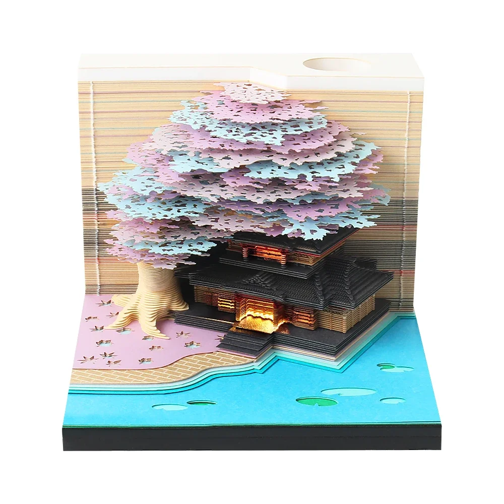 Purple Tree Omoshiroi Block 3D Notepad Cubes 190 Sheets  Cute Decoration  Office Accessories