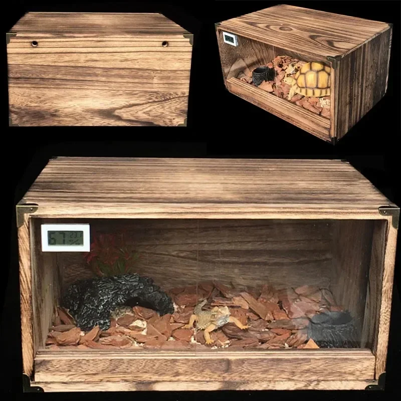 Amphibian Breeding Box for Bearded Dragon Tarantula  Spider Lizard Chameleon High-quality Solid Wood Turtle Reptile Breeding Box